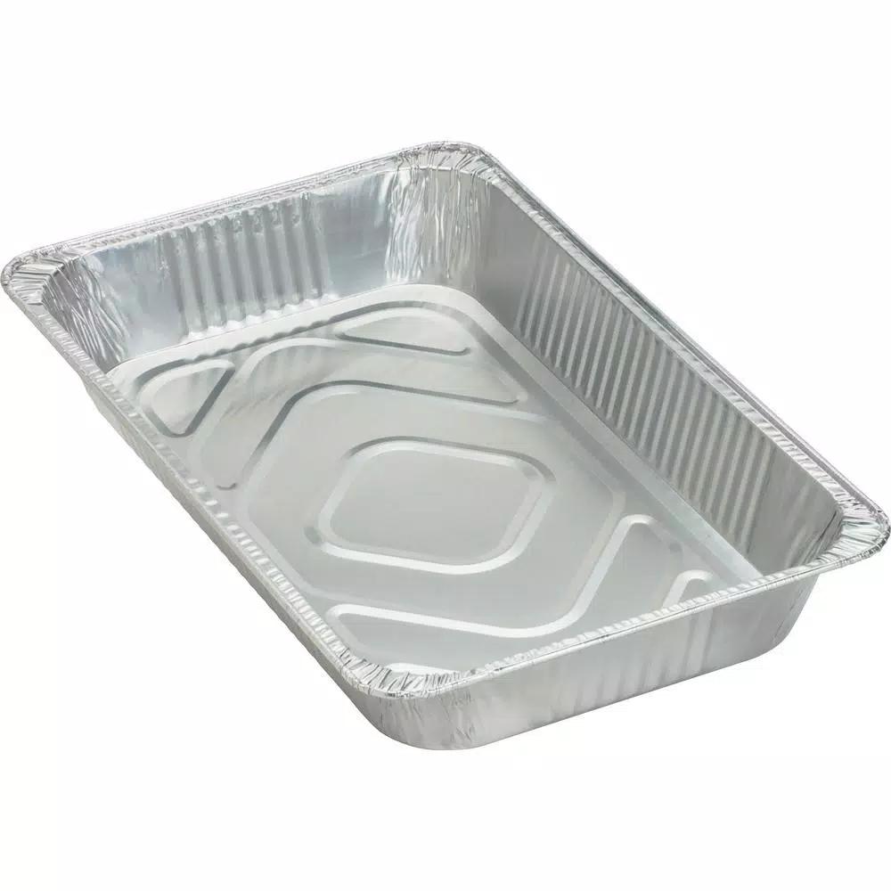 Genuine Joe Silver Aluminum 8.8 Qt. Full-Size Disposable Food Pans and Trays, 50 Count