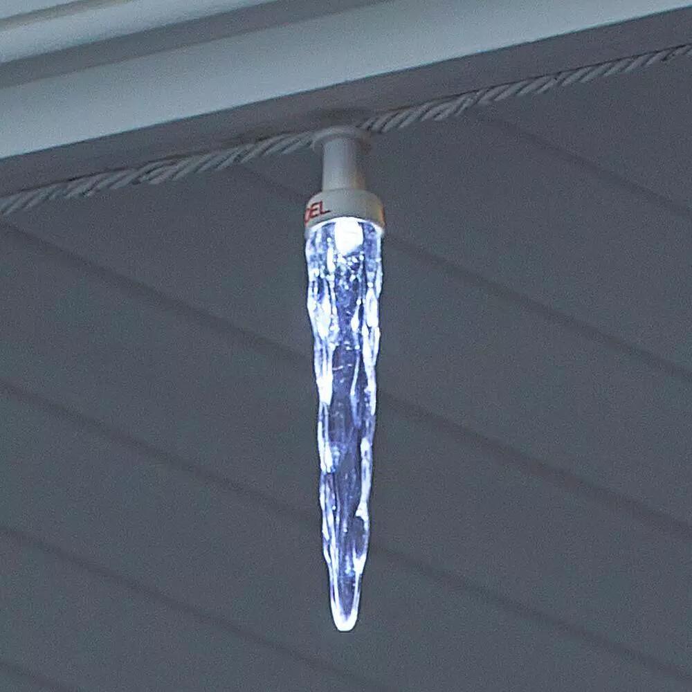LightShow ColorMotion 24-Light White LED Icicle Christmas String Lights, 8 Effects, Outdoor/Indoor