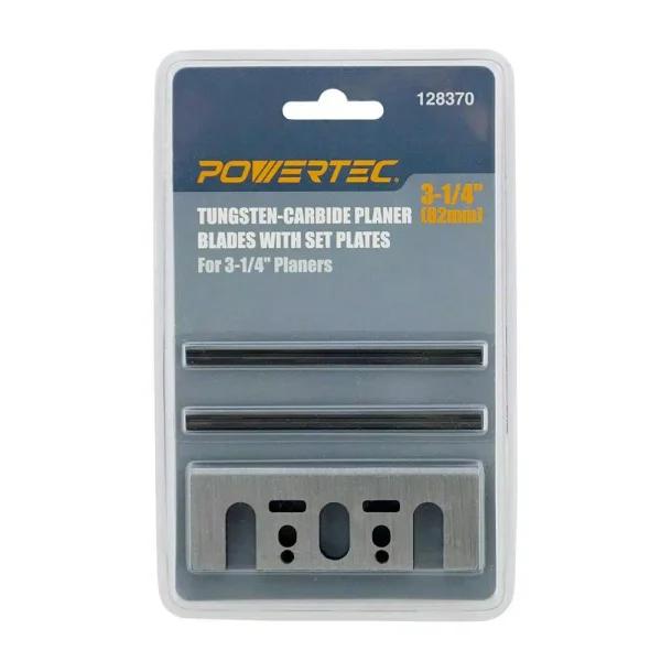 POWERTECH D-17239 3-1/4 in. Tungsten Carbide Planer Blades with Set Plates for Makita (2-Sets)