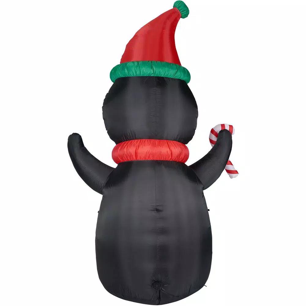 Fraser Hill Farm 10 ft. Penguin and Candy Cane Christmas Inflatable with RGB Lights