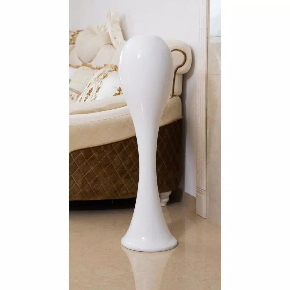 Uniquewise 39 in. White Modern Fiberglass Tall Floor Vase - Unique Oval Design