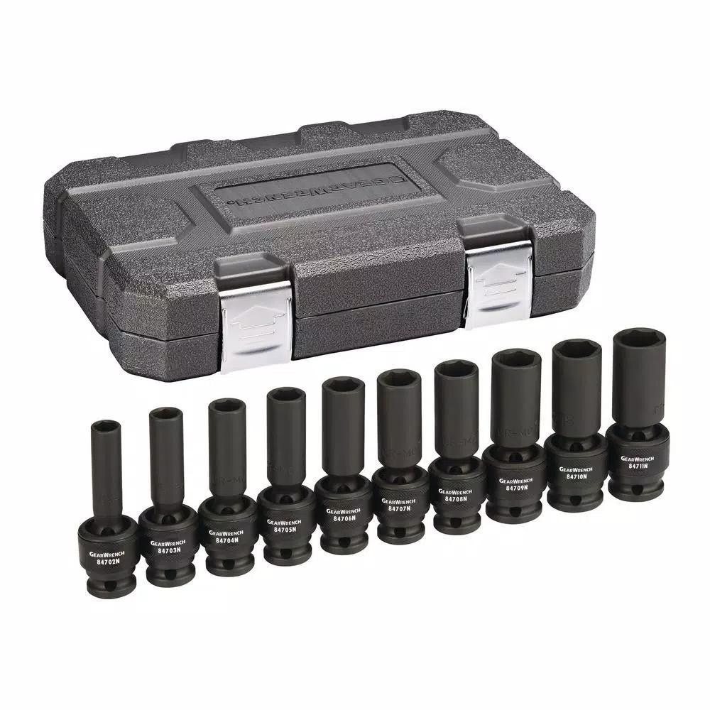 GEARWRENCH 10-Piece 1/2 in. Drive 6-Point Deep Universal Metric Impact Socket Set