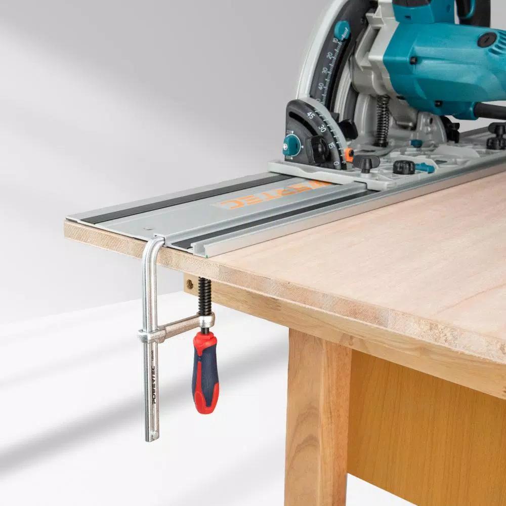 POWERTEC 2-Pack Quick Screw Down Guide Rail Clamps, 5-3/8 in. Opening, 2-3/8 in. Throat Depth