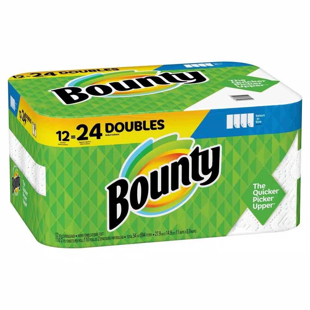 Bounty Select-A-Size White Paper Towels, 12 Double Rolls