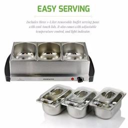 Ovente FW153W 3-Tray Buffet Server with Stand-Alone Warming Tray, Stainless Steel thumbnail 9