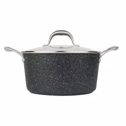 masterpan Granite Ultra 5 qt. Cast Aluminum Nonstick Stock Pot with Glass Lid, Black Marble thumbnail 4