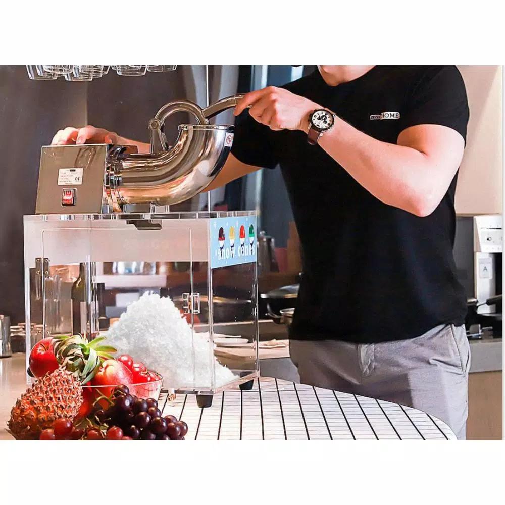 VIVOHOME Commercial Snow Cone Machine, 440lbs/hr Dual Blade Stainless Steel Ice Crusher with Acrylic Box