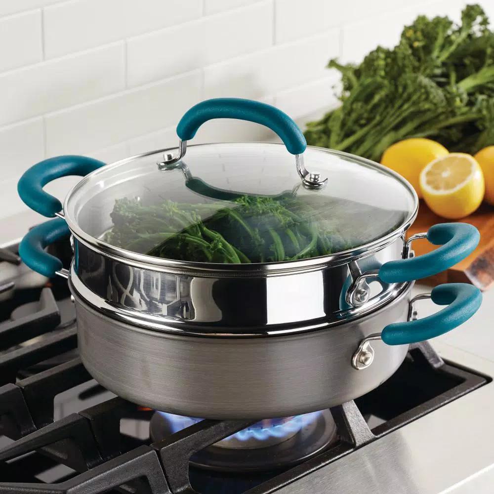 Rachael Ray Create Delicious 3 qt. Hard Anodized Aluminum Nonstick Steamer Set, Gray