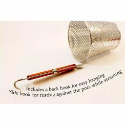 ExcelSteel 6.25 in. Stainless Steel Pasta Basket with Wood Covered Handles thumbnail 3