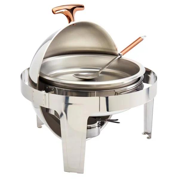 Unbranded Denmark Tools for Cooks 5-Piece 6.3 Qt Roll Top Stainless Steel Chafing Dish with Copper Accents