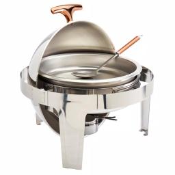 Unbranded Denmark Tools for Cooks 5-Piece 6.3 Qt Roll Top Stainless Steel Chafing Dish with Copper Accents thumbnail 1