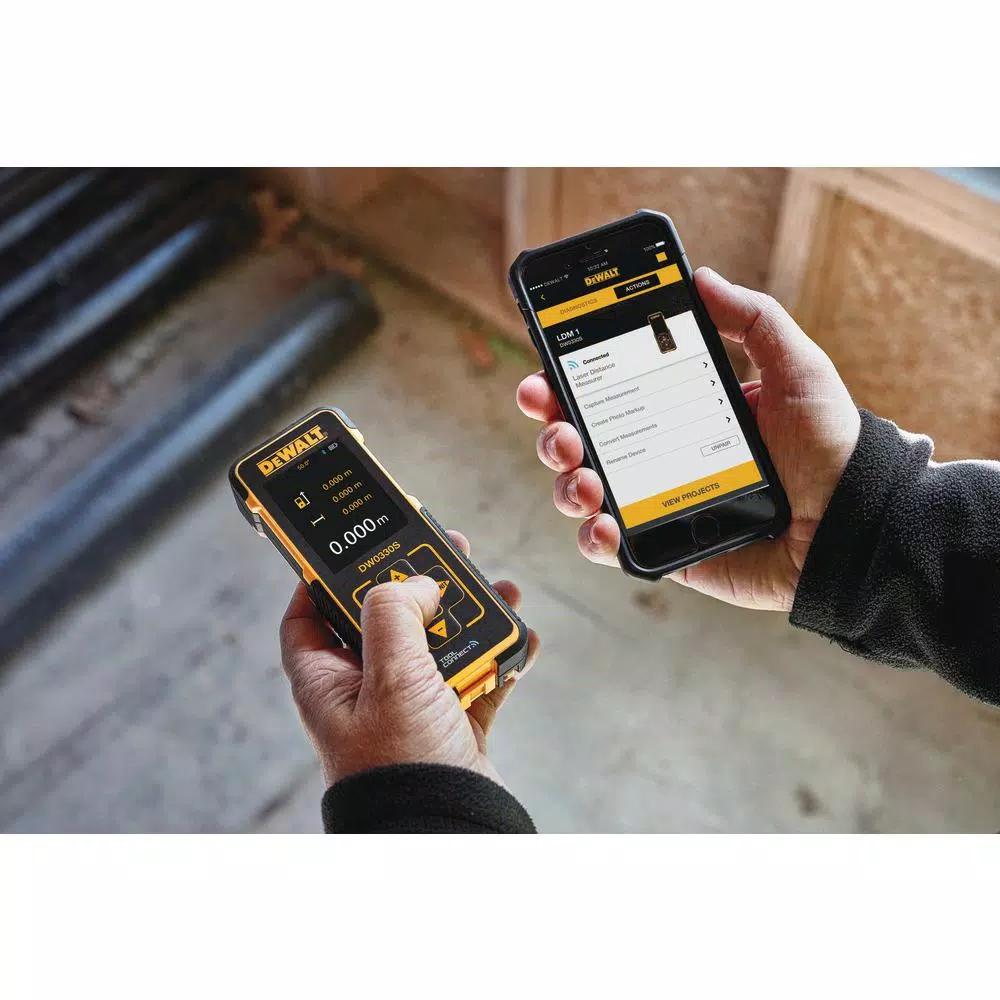 DEWALT 330 ft. Laser Distance Measurer with Color Screen and Tool Connect App Compatibility