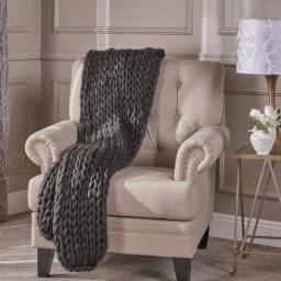 Noble House Marnie Dark Grey Acrylic Throw Blanket, Modern Solid Pattern thumbnail 5