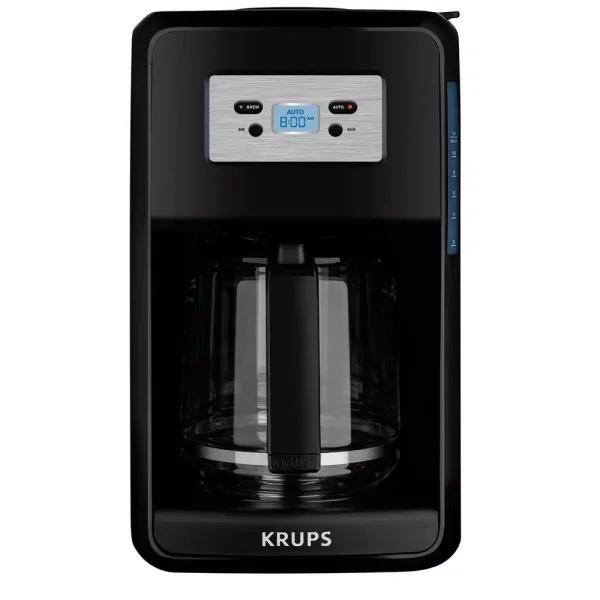 Krups Savoy 12-Cup Programmable Drip Coffee Maker with Glass Carafe and Gold-Tone Filter, Black