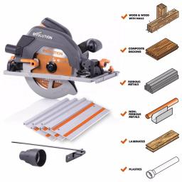 Evolution Power Tools 15 Amp 7-1/4 in. Corded Circular Track Saw Kit with 40 in. Track and Multi-Material Blade thumbnail 2