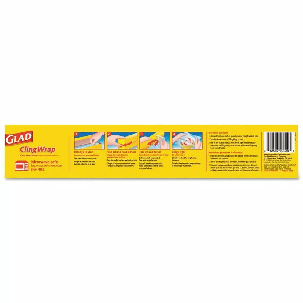 Glad 12 in. x 200 ft. Clear Plastic Cling Wrap, 12-Roll Case