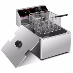 Costway 6.3 Qt. Stainless Steel Commercial Electric Deep Fryer, 2500W Silver thumbnail 1