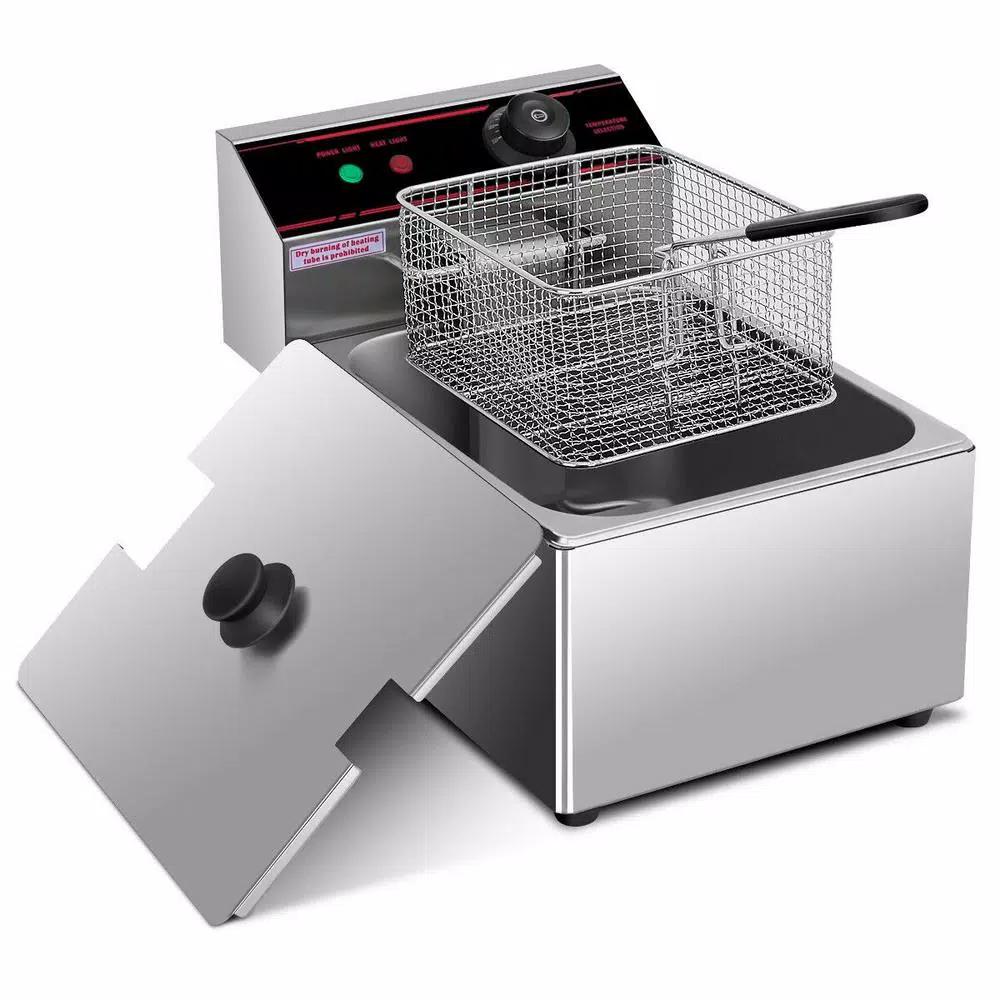 Costway 6.3 Qt. Stainless Steel Commercial Electric Deep Fryer, 2500W Silver