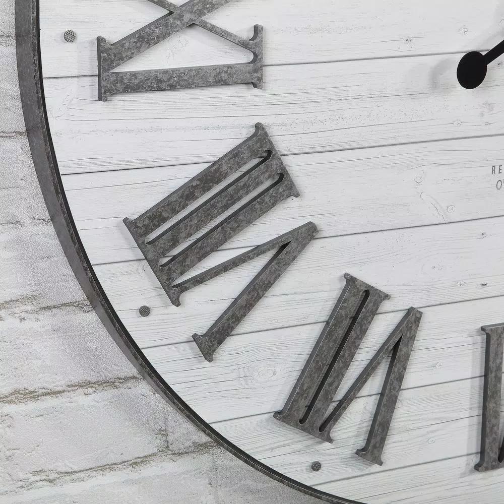 FirsTime & Co. Emmett 27 in. Shiplap Wall Clock - Industrial Farmhouse Decor