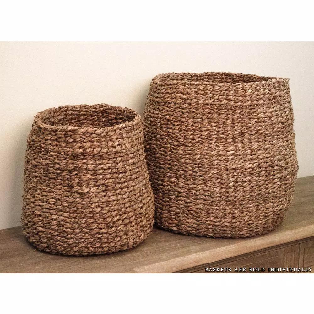 Zentique Hand Woven Seagrass Concave Decorative Basket, Medium, Brown