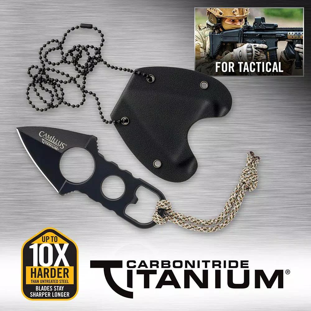 Camillus Heater Boot Neck Knife, 440 Stainless Steel Double Edge Dagger with Bottle Opener