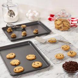 Chicago Metallic Professional Non-Stick Cookie and Jelly Roll Pan Set with Cooling Rack, 3-Piece thumbnail 3