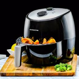 Ovente 3.2 Qt. Black Stainless Steel Electric Air Fryer, 1300W with Non-Stick Removable Basket thumbnail 7