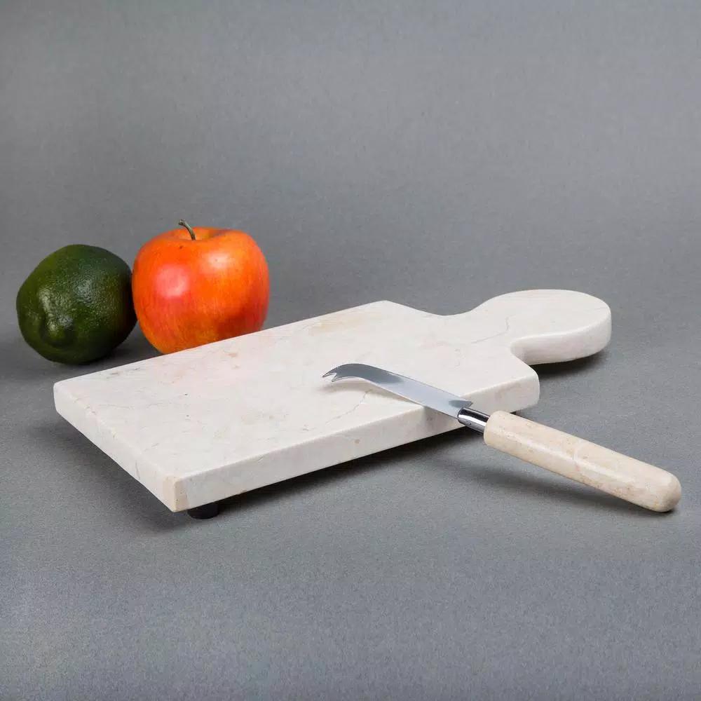 Creative Home 12 x 6 in. Natural Champagne Marble Cheese Board - Beige Octagonal Serving Tray