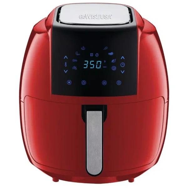 GoWISE USA 7.0 Qt. Red Electric Air Fryer with 8-in-1 Smart Programs and Recipe Book