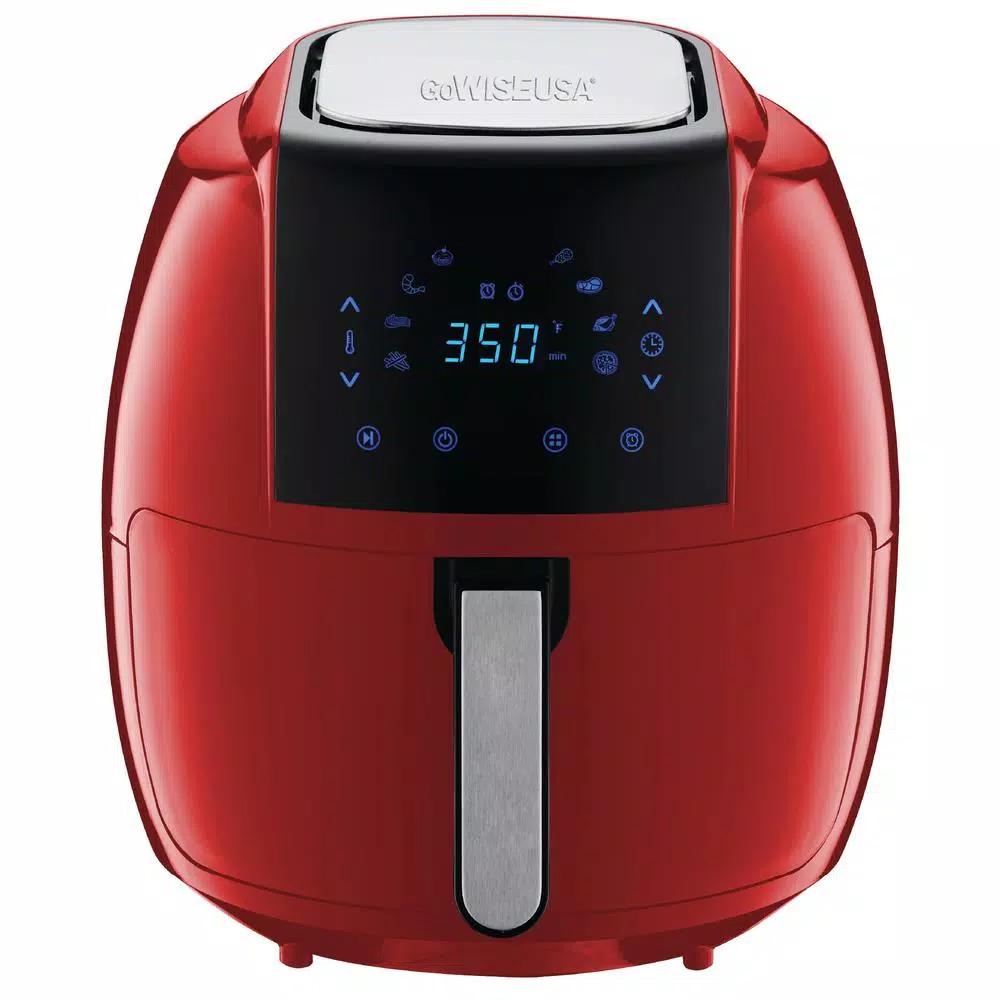 GoWISE USA 7.0 Qt. Red Electric Air Fryer with 8-in-1 Smart Programs and Recipe Book