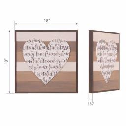 Pinnacle Patton Wall Decor 18x18 Thankful Grateful Blessed Cut-Out Heart Wood Sign thumbnail 4