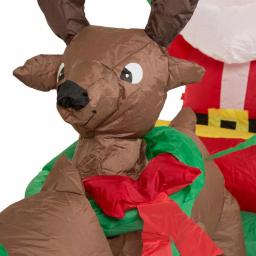 Glitzhome 7 ft. Lighted Inflatable Santa Sleigh with 2 Reindeer Holiday Decor thumbnail 4