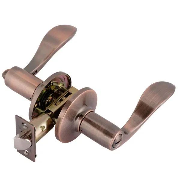 Toledo Fine Locks Jaen Antique Copper Privacy Lever Set, Wave Style