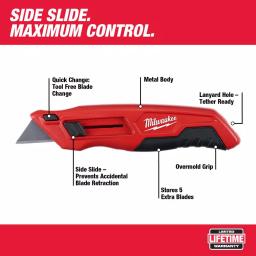 Milwaukee Side Slide Utility Knife with Metal Body and Blade Storage thumbnail 2