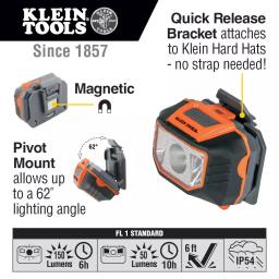 Klein Tools Hard Hat Headlamp and Magnetic Work Light thumbnail 2