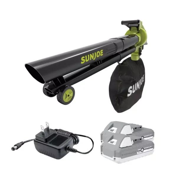 Sun Joe 48V Cordless 3-in-1 Blower, Vacuum, and Mulcher Kit with (2) 4 Ah Batteries and Charger