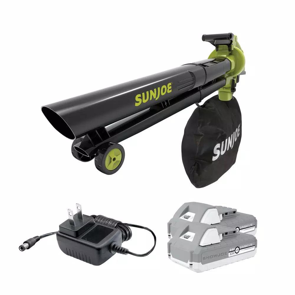 Sun Joe 48V Cordless 3-in-1 Blower, Vacuum, and Mulcher Kit with (2) 4 Ah Batteries and Charger