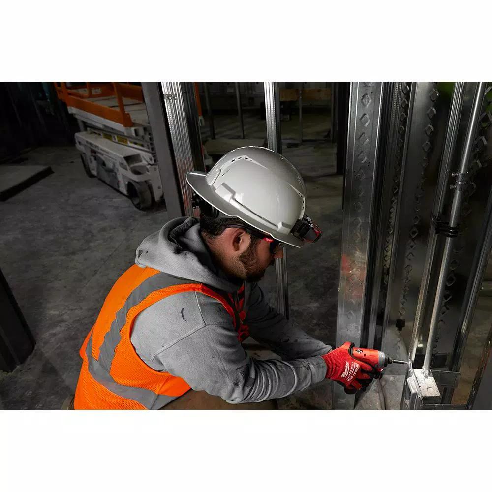 Milwaukee BOLT White Type 1 Class C Full Brim Vented Hard Hat with Performance Safety Glasses