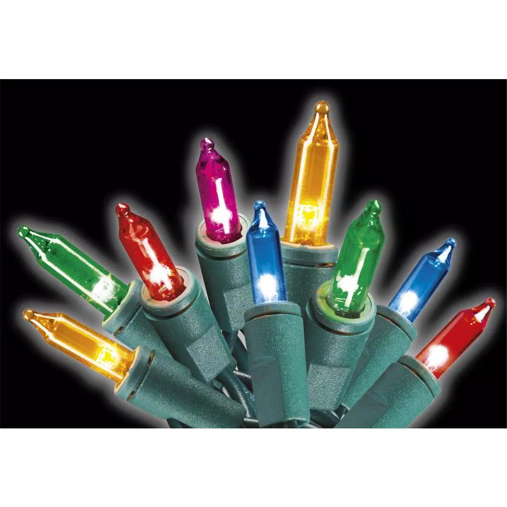 Home Accents Holiday 300-Light Heavy-Duty Multi-Color Incandescent Mini Christmas String Lights, Set of 6