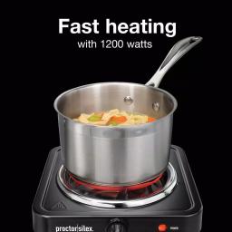 Proctor Silex 1200W Single Burner Stainless Steel Hot Plate, 5.5 in. Black thumbnail 5