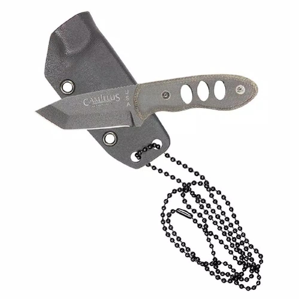 Camillus Choker 5.5 in. Tanto Fixed Blade Knife with Kydex Sheath and Neck Chain