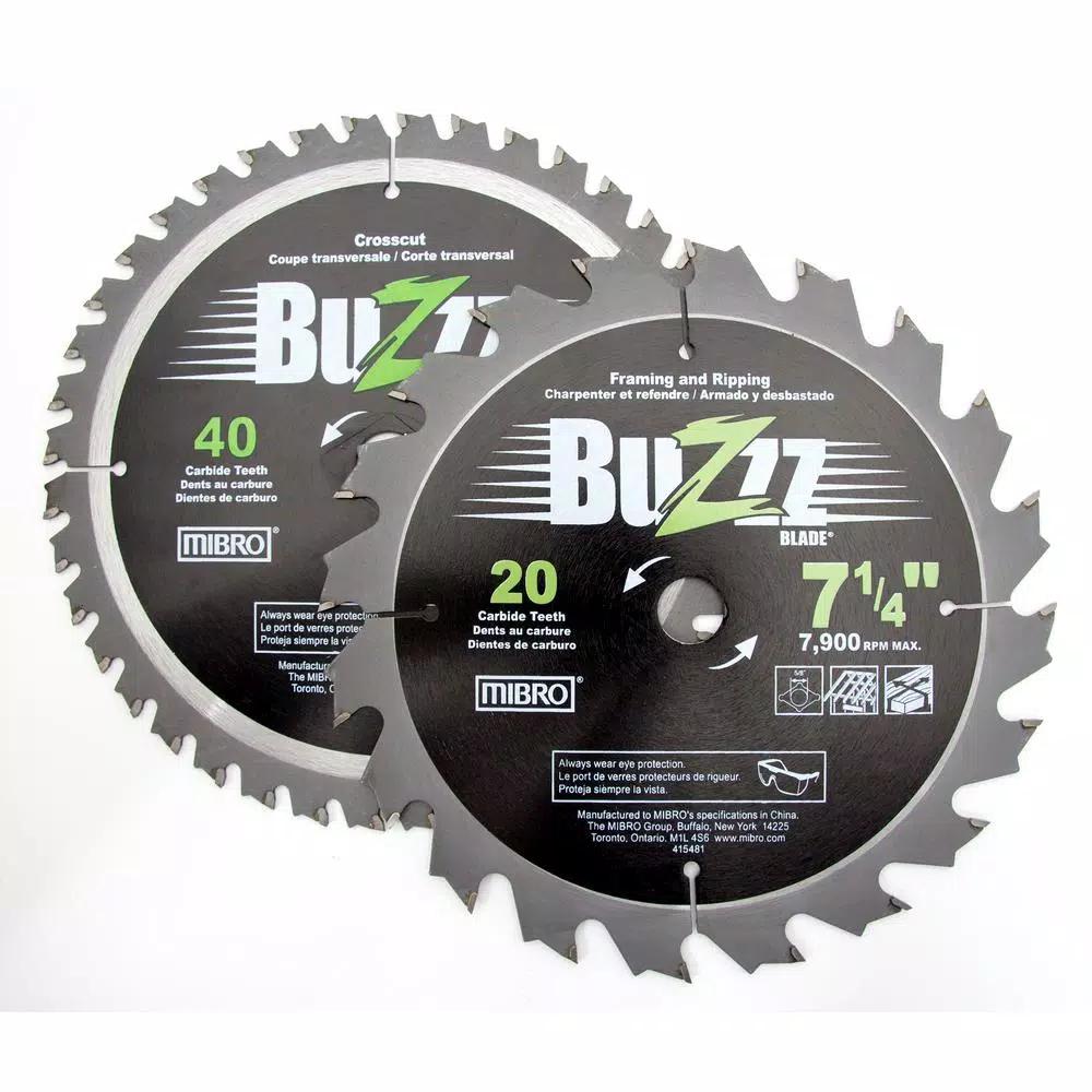 MIBRO 7-1/4 in. Carbide Circular Saw Blade 2-Pack - 20T & 40T Thin Kerf