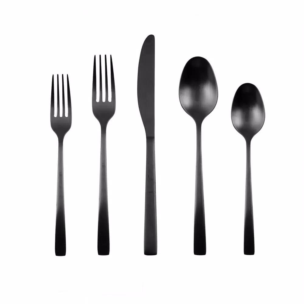 Fiesta Spark Black Satin 18/0 Stainless Steel 20-Piece Flatware Set, Service for 4