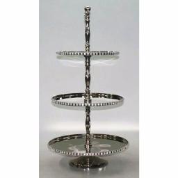 Heim Concept 3-Tier Silver Cake Stand with Crystal Chatons, 31.75 in. Height thumbnail 2