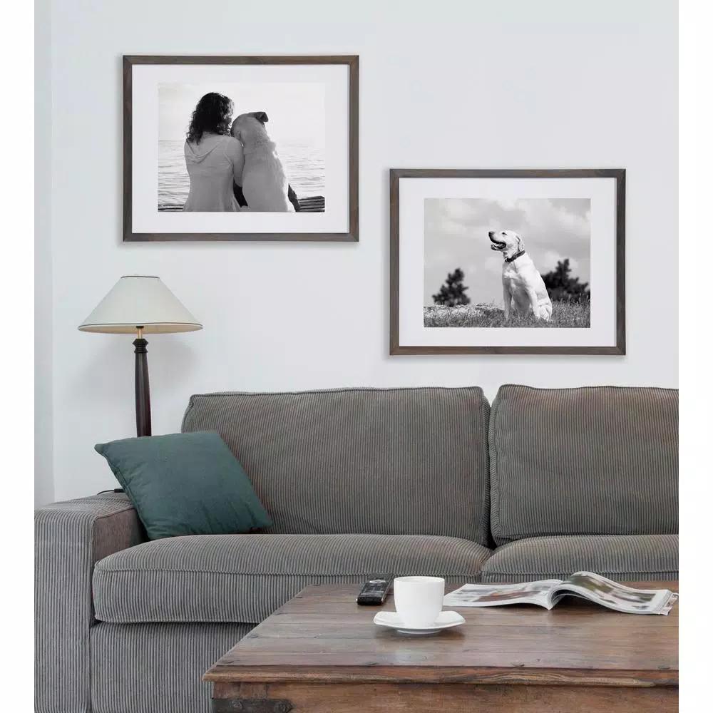 DesignOvation Design Ovation Gallery Wood Photo Frame Set, Gray, 14 x 18 in. (Set of 2)