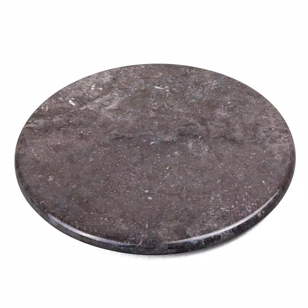 Creative Home Natural Charcoal Marble 12 in. Round Cheese Serving Board & Dessert Trivet
