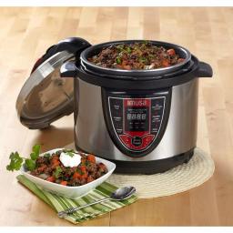 IMUSA 5 Qt. Electric Pressure Cooker, Silver and Red with Digital Display thumbnail 2
