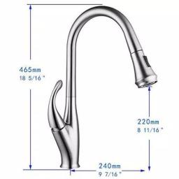 Vanity Art Chrome Single-Handle Pull-Down Kitchen Faucet with 360 Degree Swivel Spout thumbnail 9