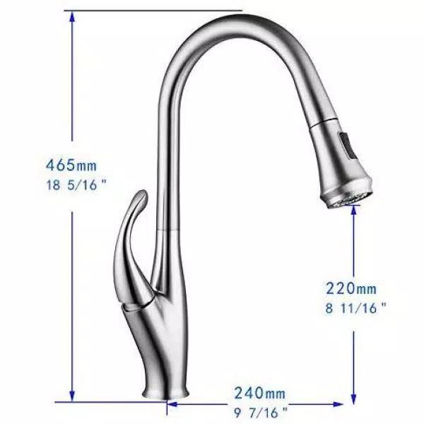 Vanity Art Chrome Single-Handle Pull-Down Kitchen Faucet with 360 Degree Swivel Spout