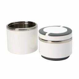 Kitchen Details White 2-Tier Round Twist Stainless Steel Insulated Lunch Box thumbnail 3